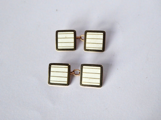 9ct. White Enamel Cufflinks