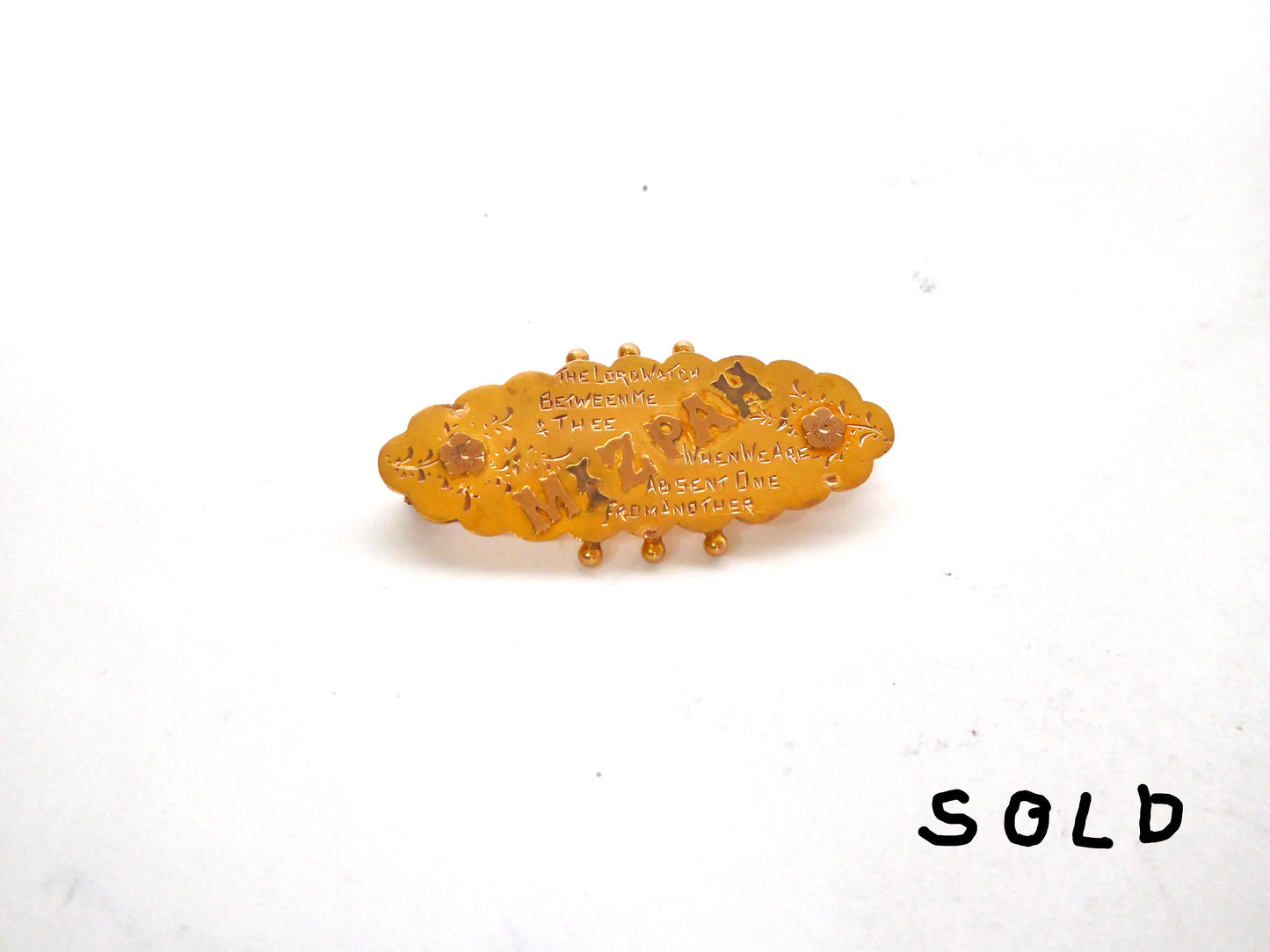 Victorian Gold Mizpah Brooch