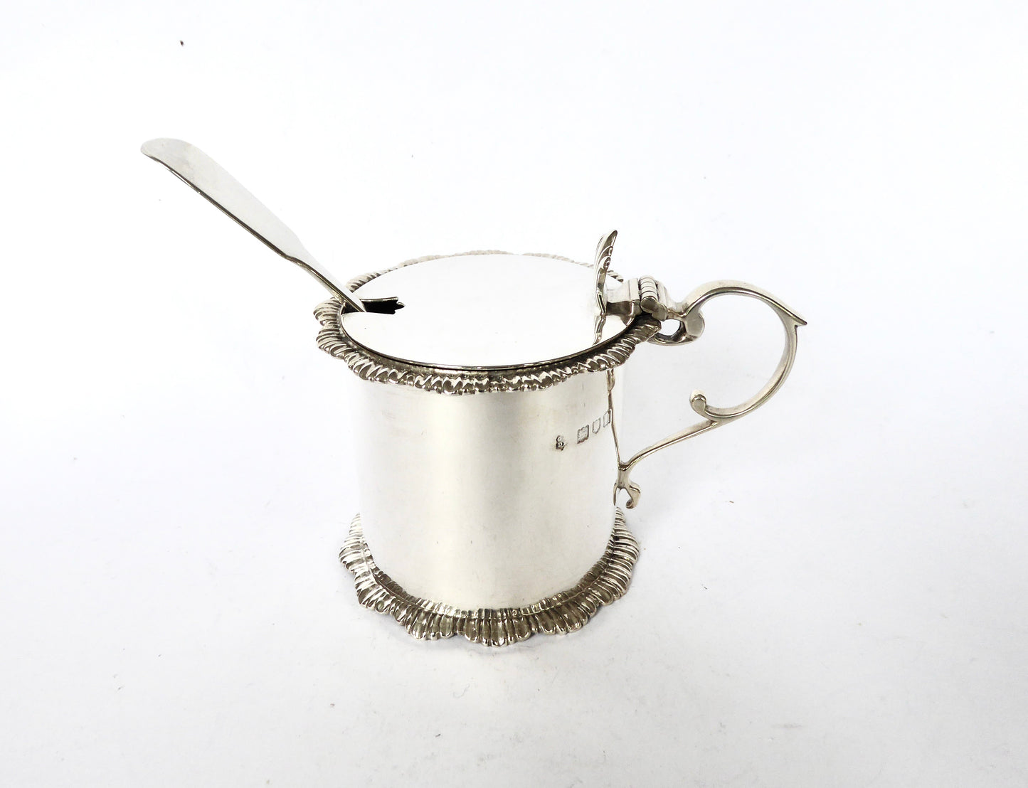 Antique Silver Mustard Pot & Spoon