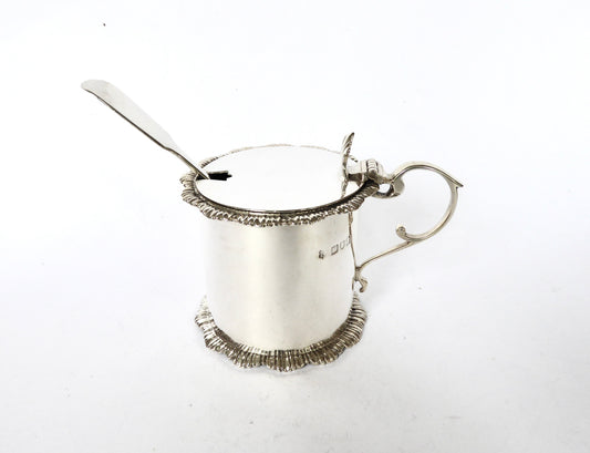 Antique Silver Mustard Pot & Spoon