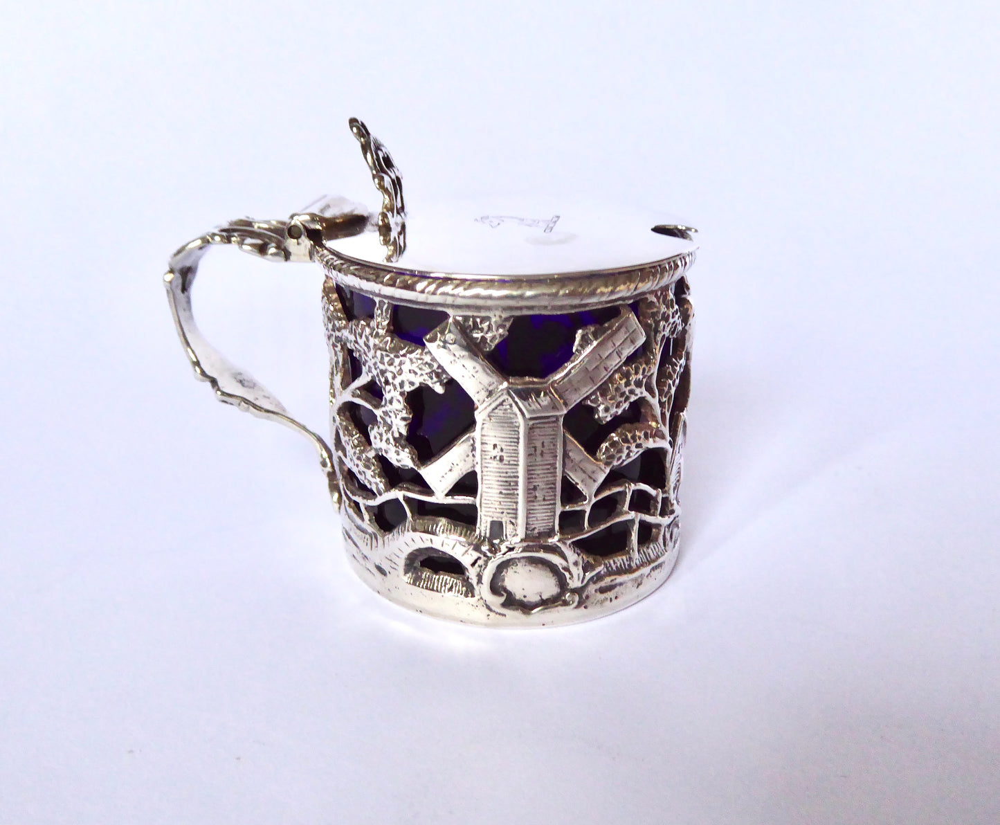 Irish Silver Mustard Pot - Farmyard Design