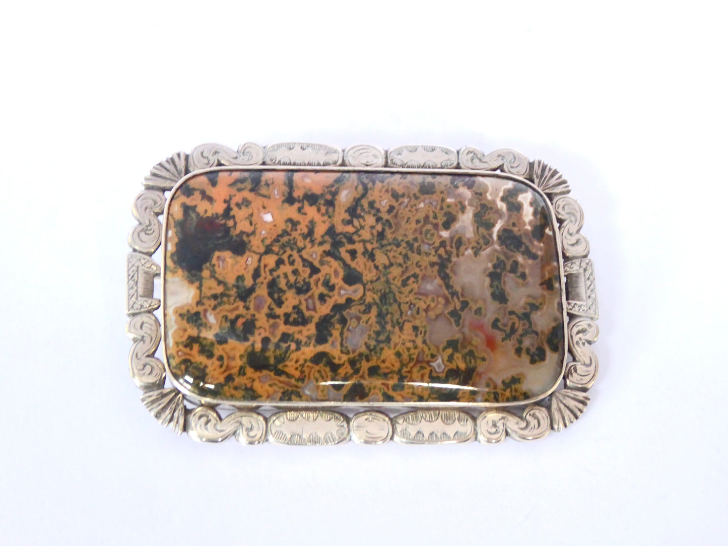 Victorian Moss Agate Brooch