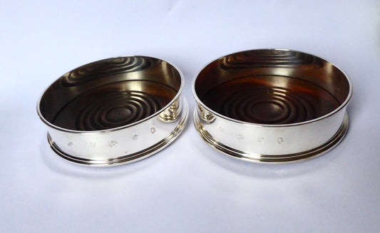 Pair of Silver Wine Coasters 1977