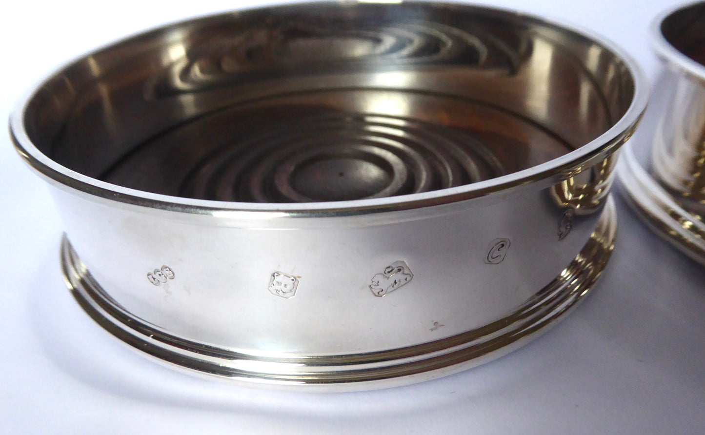 Pair of Silver Wine Coasters 1977