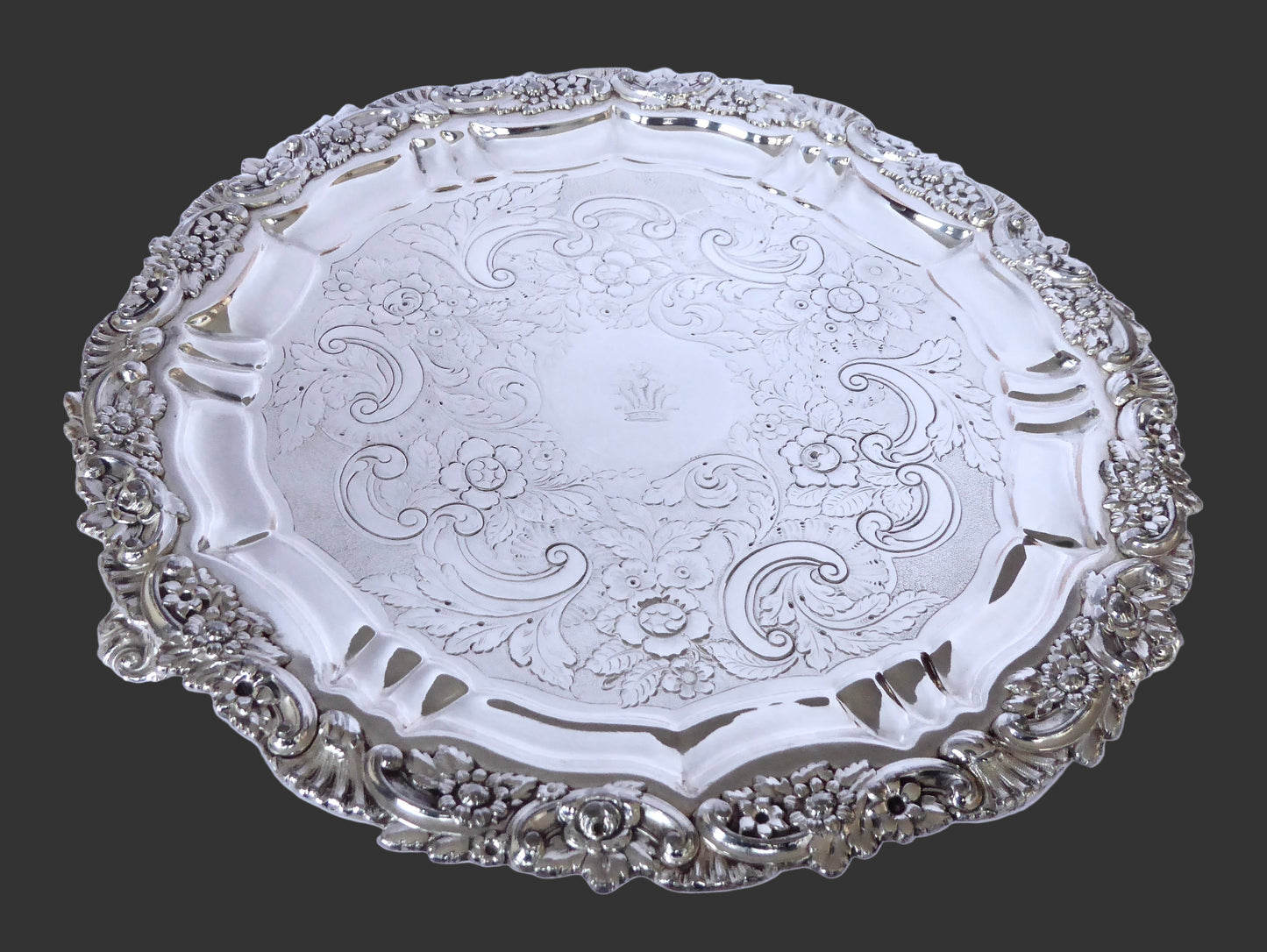 Pair of Sheffield Plated Trays - Butler Crest C.1820