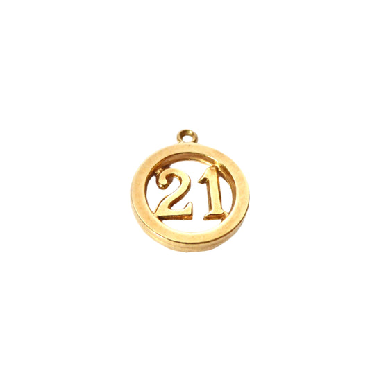 Gold '21' Pendant/ Charm