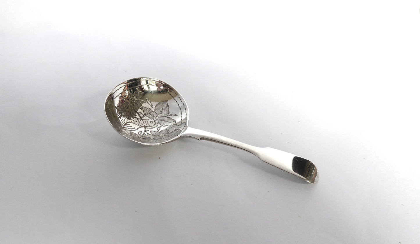 Antique Engraved Silver Caddy Spoon 1839