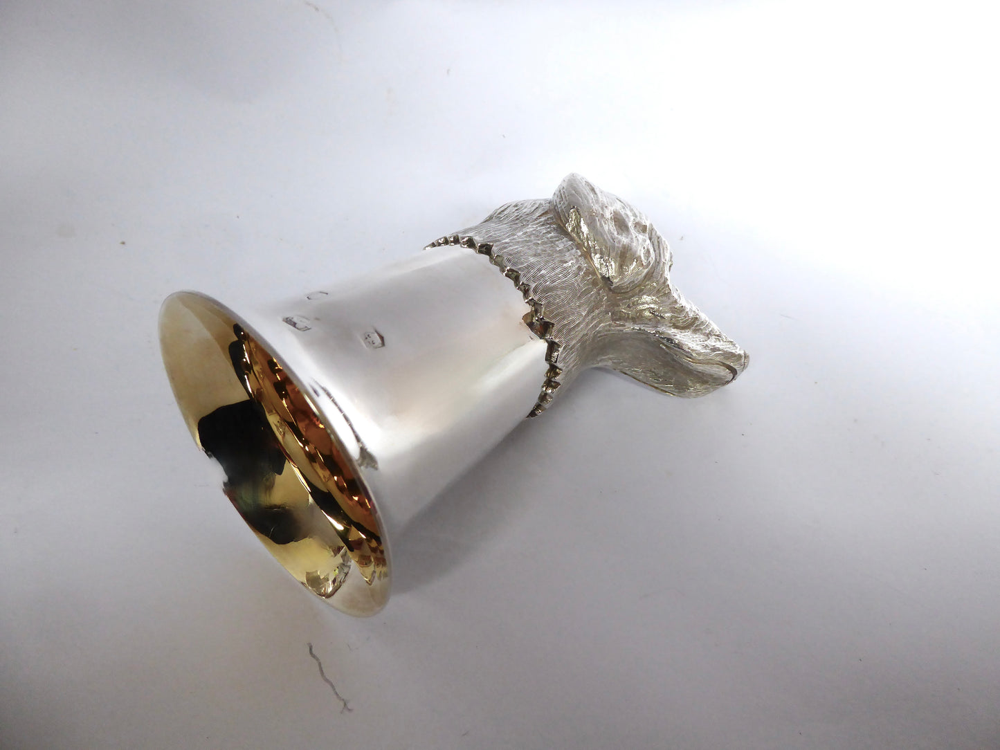 Silver Dog Head Stirrup Cup