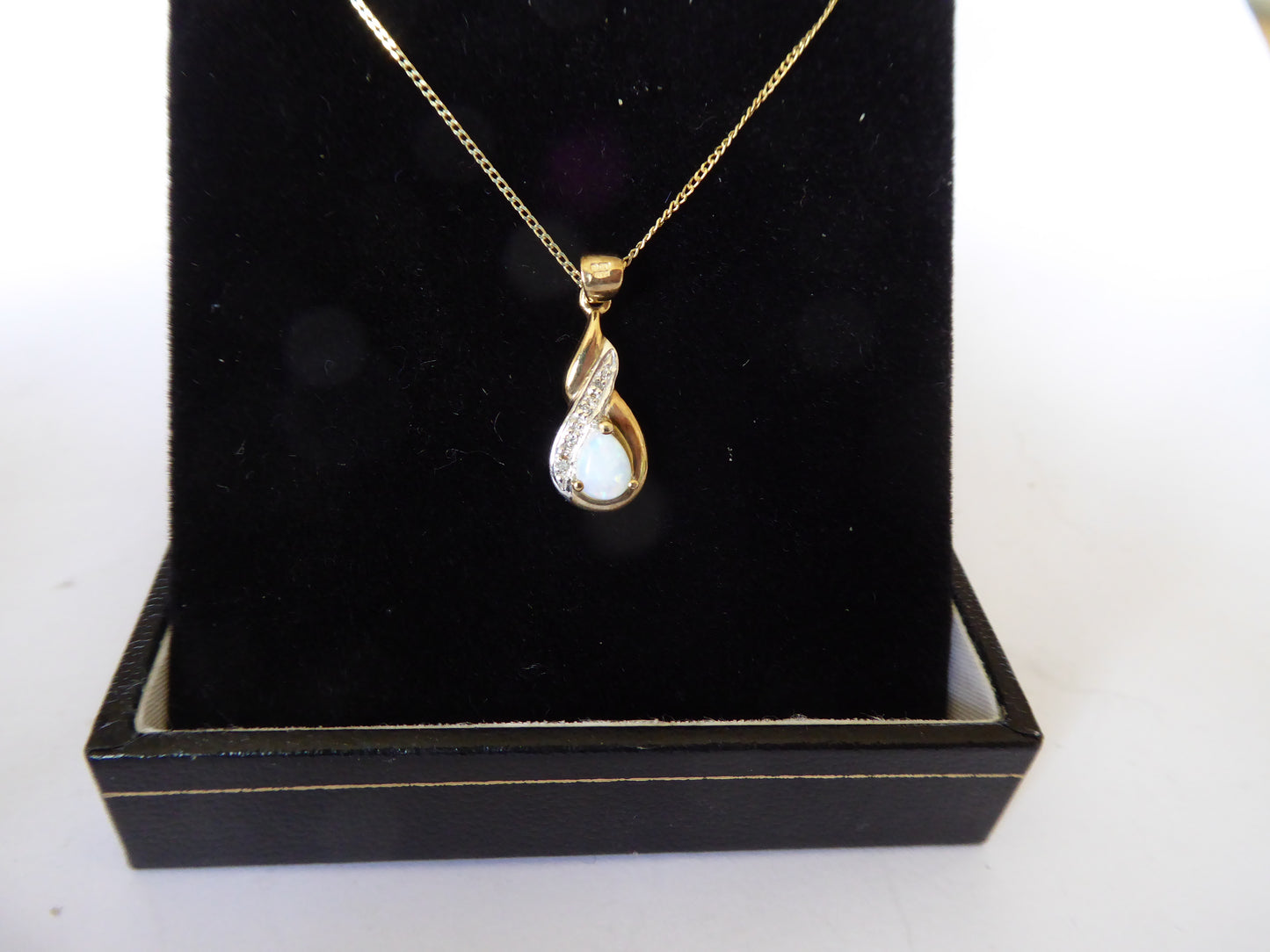 Diamond & Opal Pendant