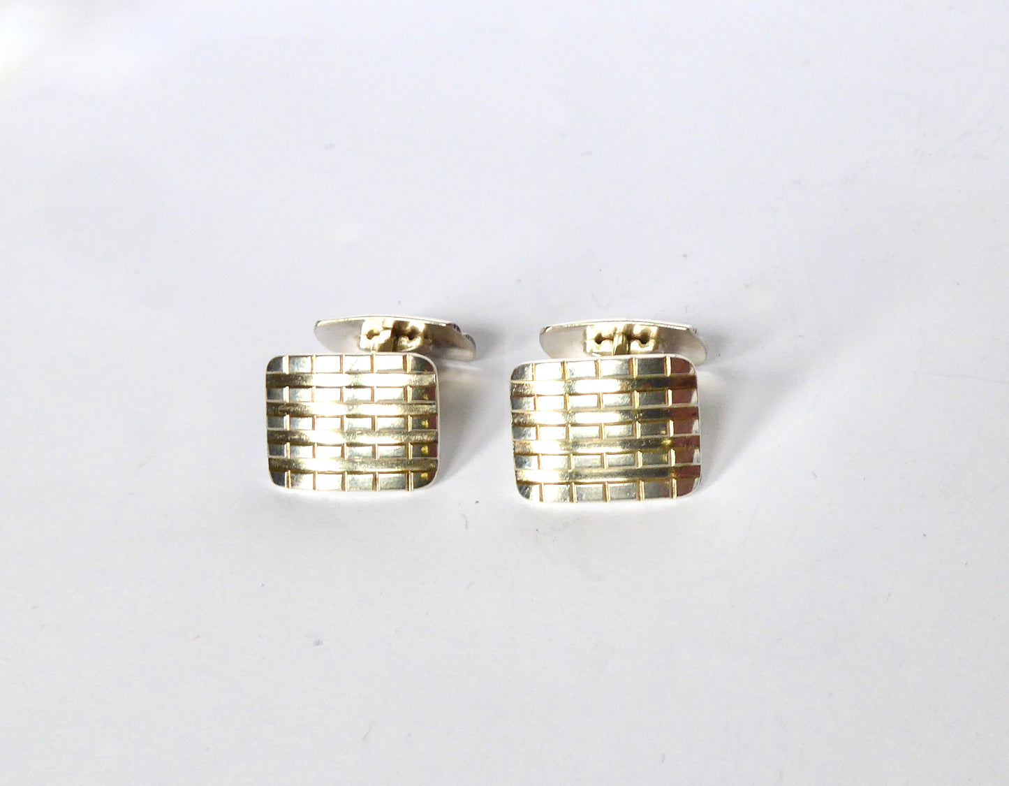 Silver Cufflinks - Basket Weave Design