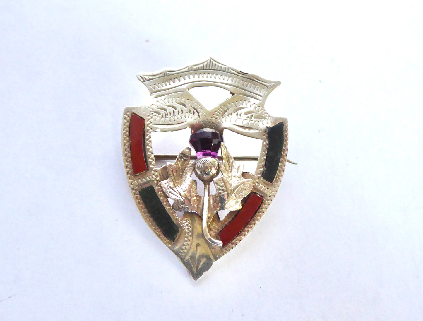 Shield Shape Thistle Brooch 1911