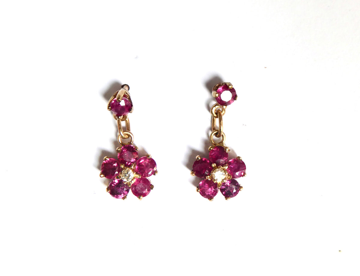 Ruby and Diamond Drop Earrings