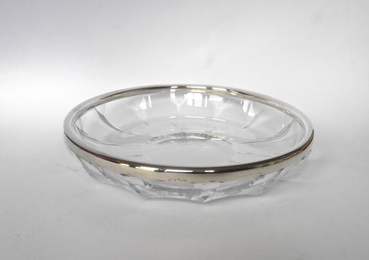 Glass Bowl with Silver Rim