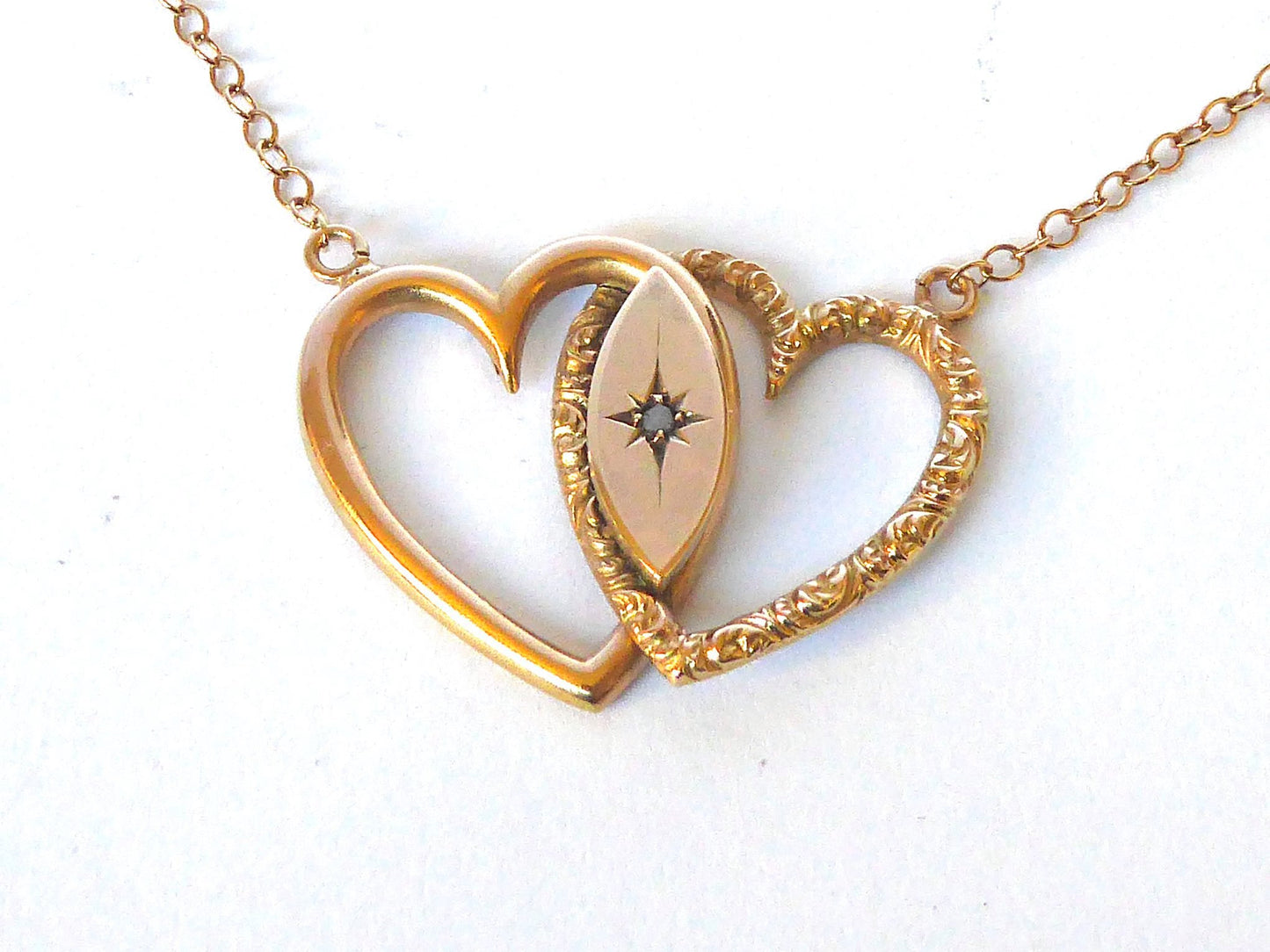 9ct. Double Heart Pendant