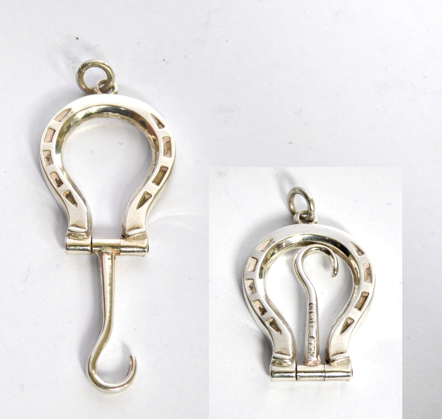 SILVER HORSESHOE/BUTTON HOOK PENDANT 1901