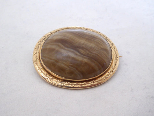 Large Victorian Agate Brooch