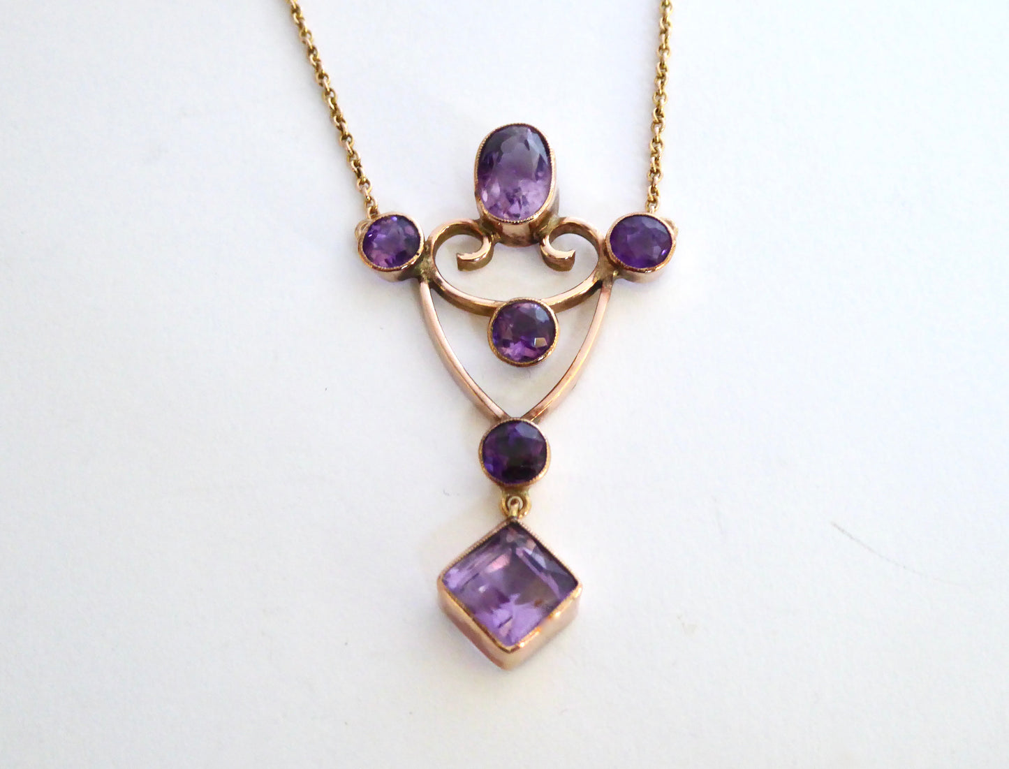 Antique Amethyst Pendant on Chain