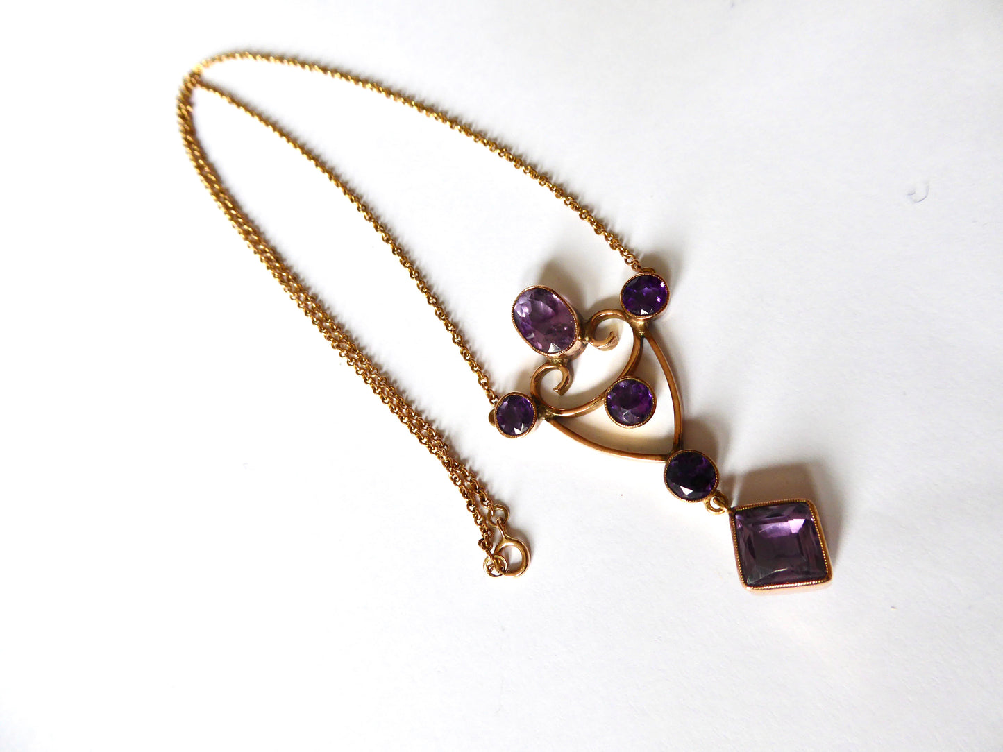 Antique Amethyst Pendant on Chain