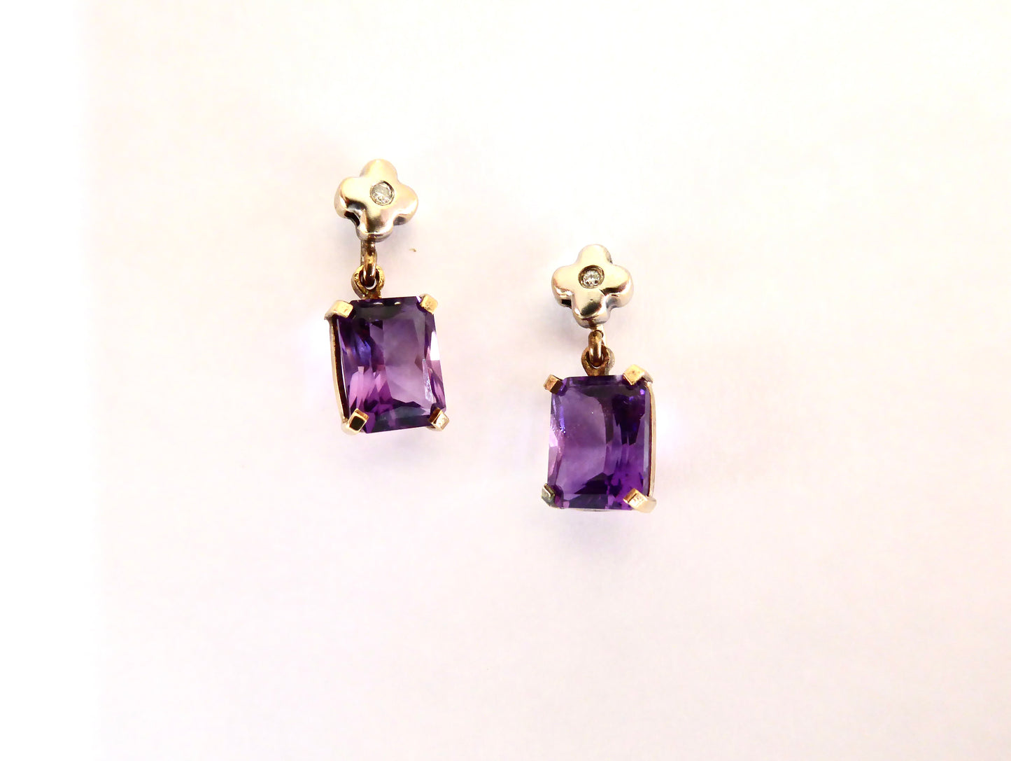 Diamond and Amethyst Earrings