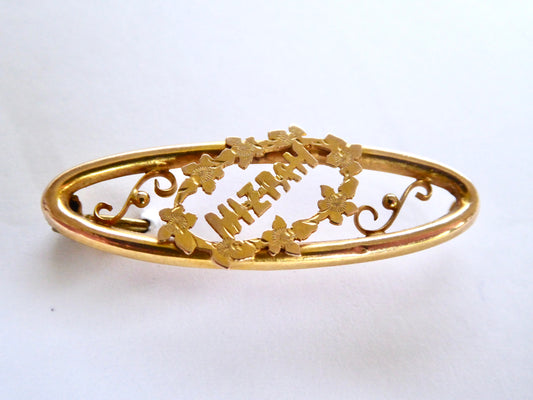 Mizpah Brooch 9ct. Gold