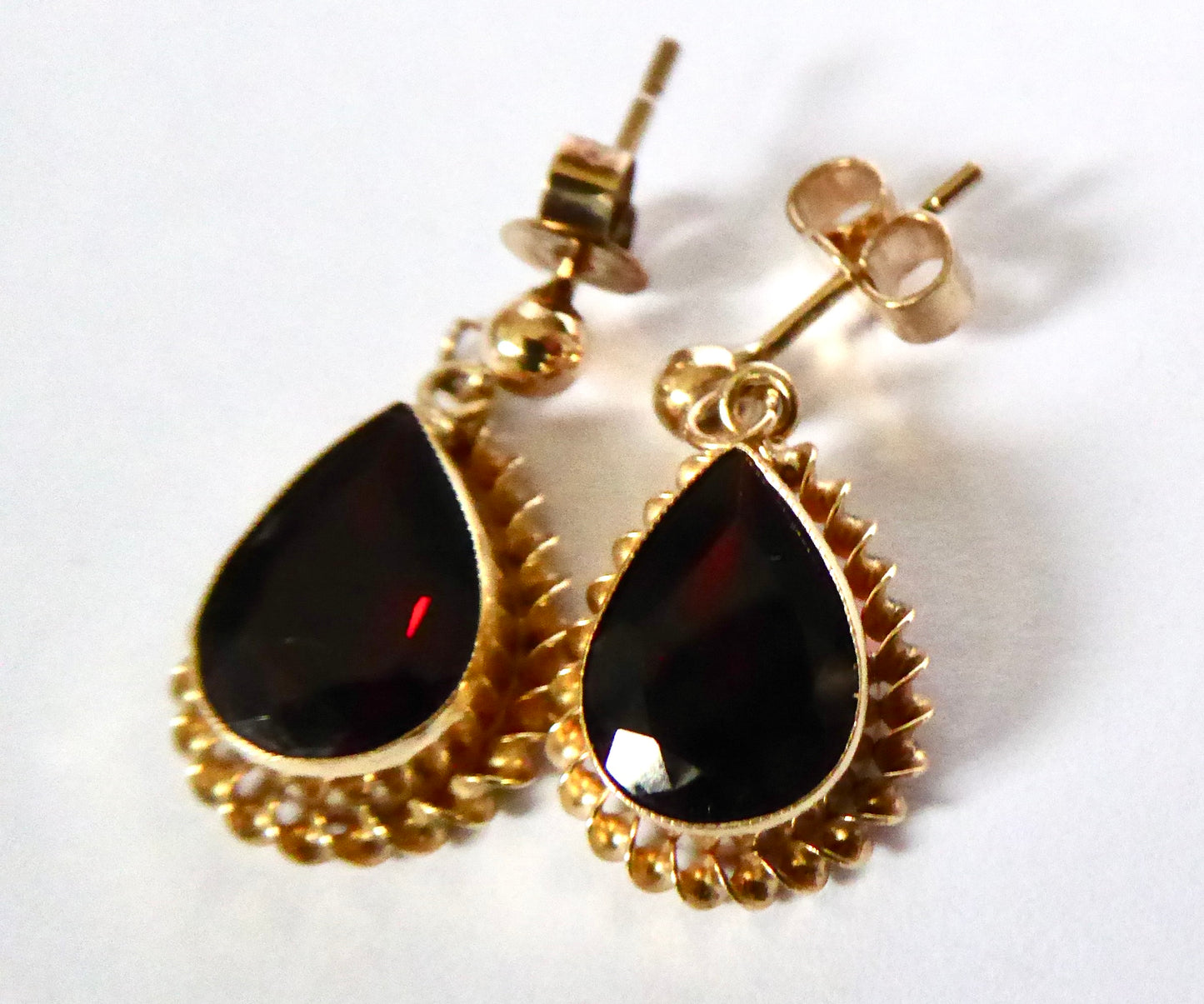 9ct. Gold Garnet Earrings