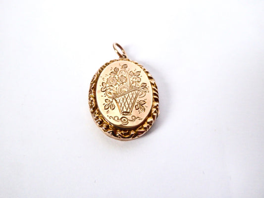 Antique Gold Locket - Floral Design