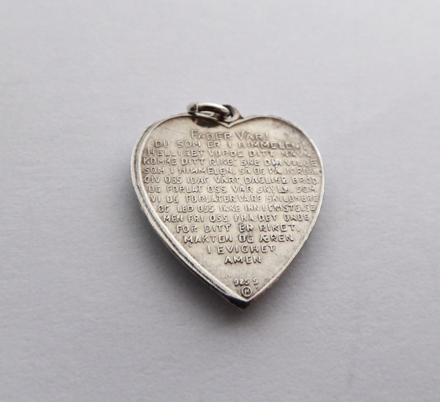 Enamel Heart Pendant with Lord's Prayer