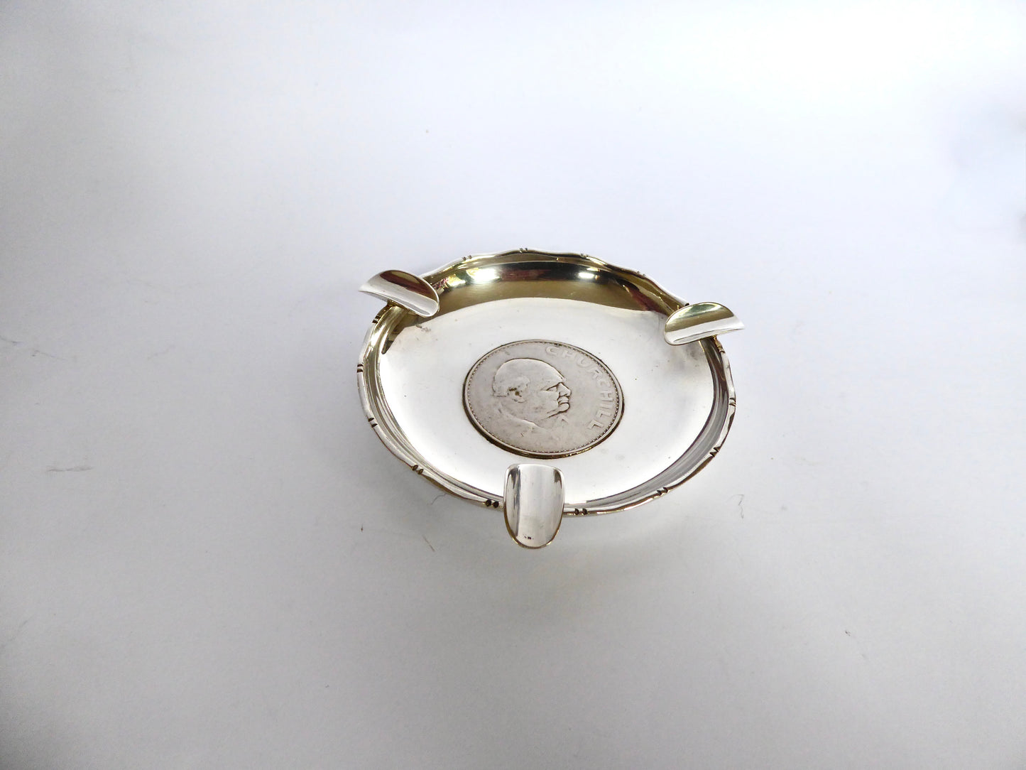 Silver Ash Tray with Coin Inset