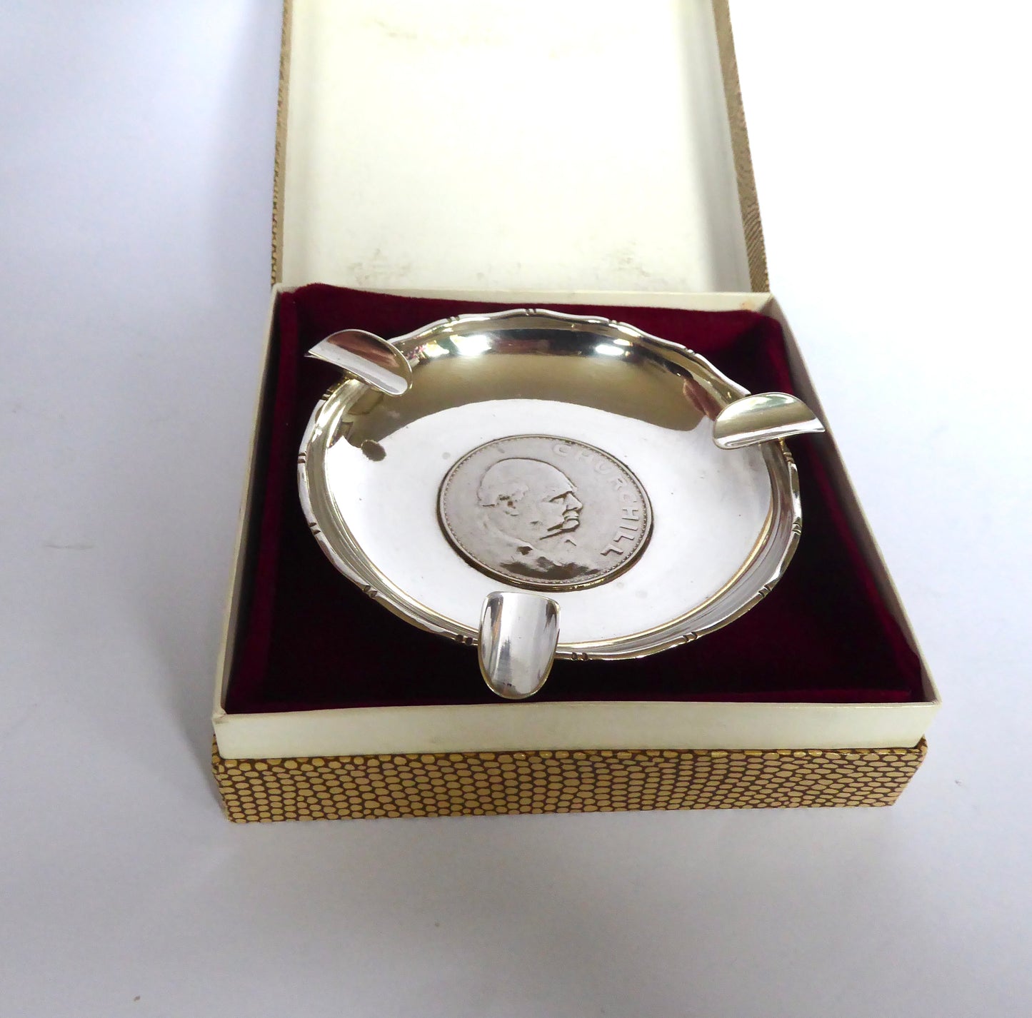 Silver Ash Tray with Coin Inset