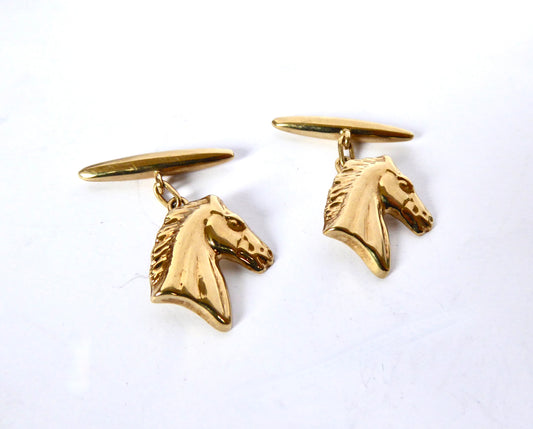 9ct. Horse Head Cuff Links