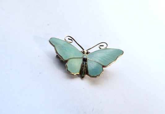 Turquoise Enamel Butterfly Brooch