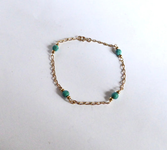 9ct. Gold Turquoise Bracelet