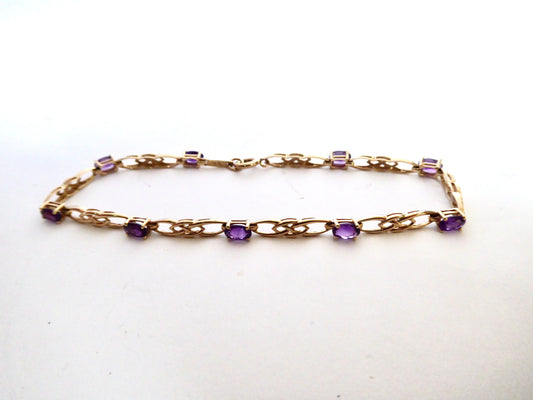 9ct. Gold Amethyst Bracelet