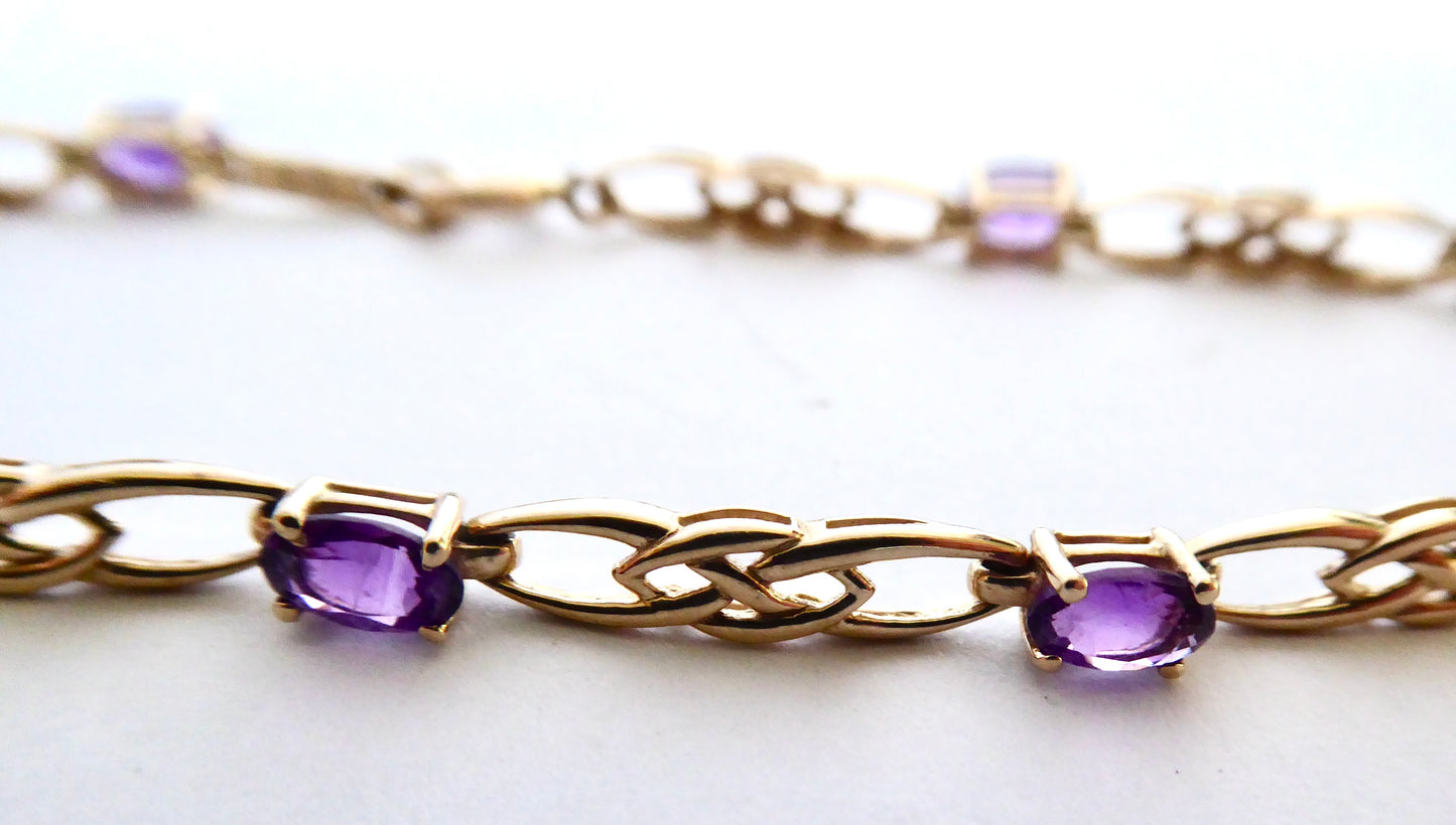 9ct. Gold Amethyst Bracelet