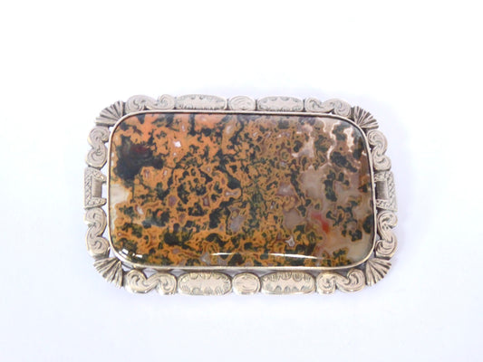 Victorian Moss Agate Brooch