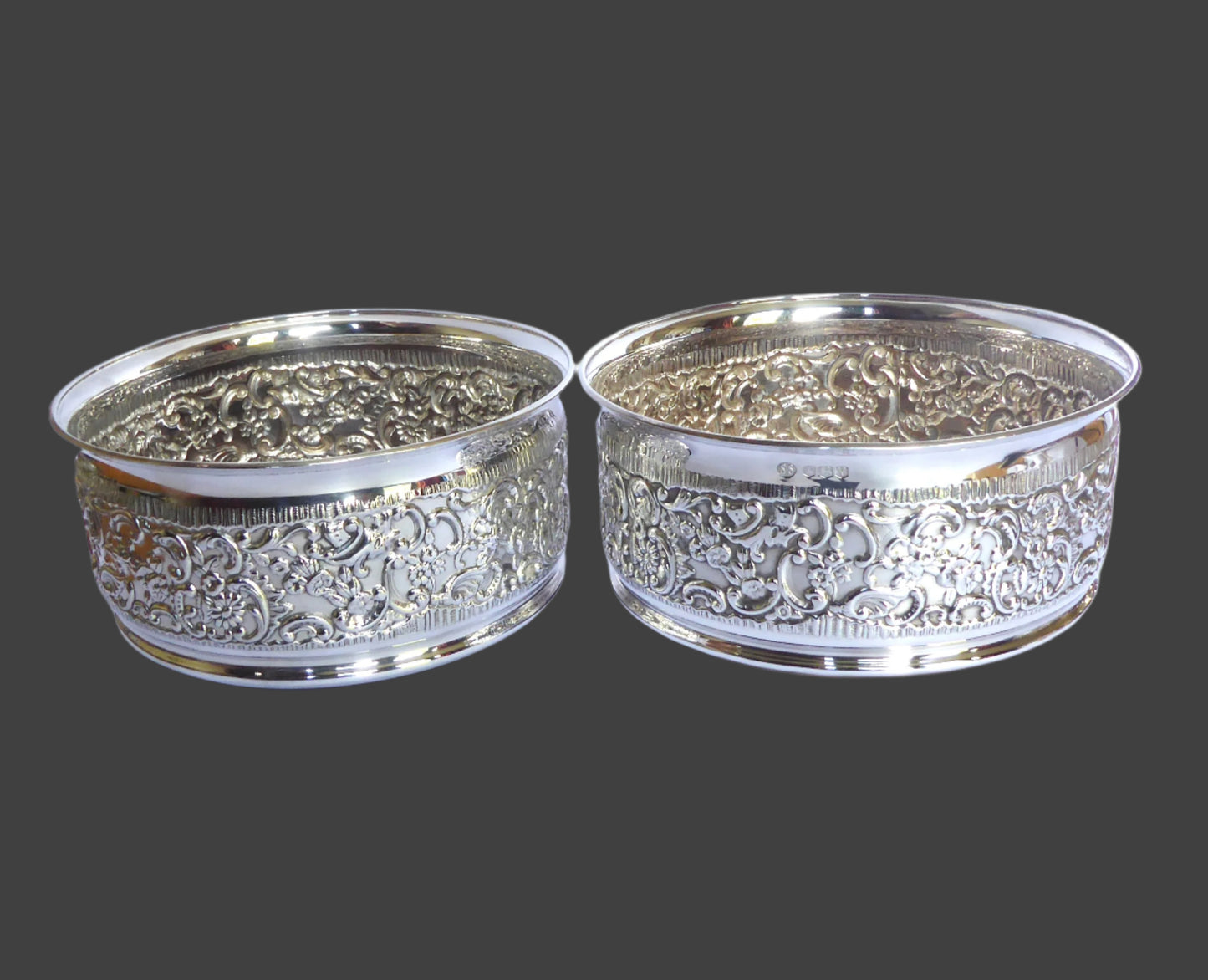 Pair of Large Silver Coasters 1966
