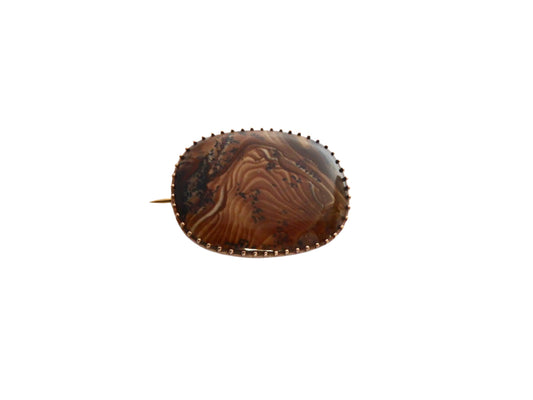 15ct. Gold Agate Brooch