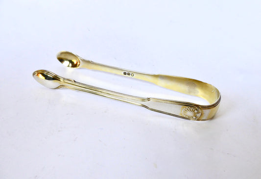 Fiddle, Thread & Shell Silver Tongs 1807