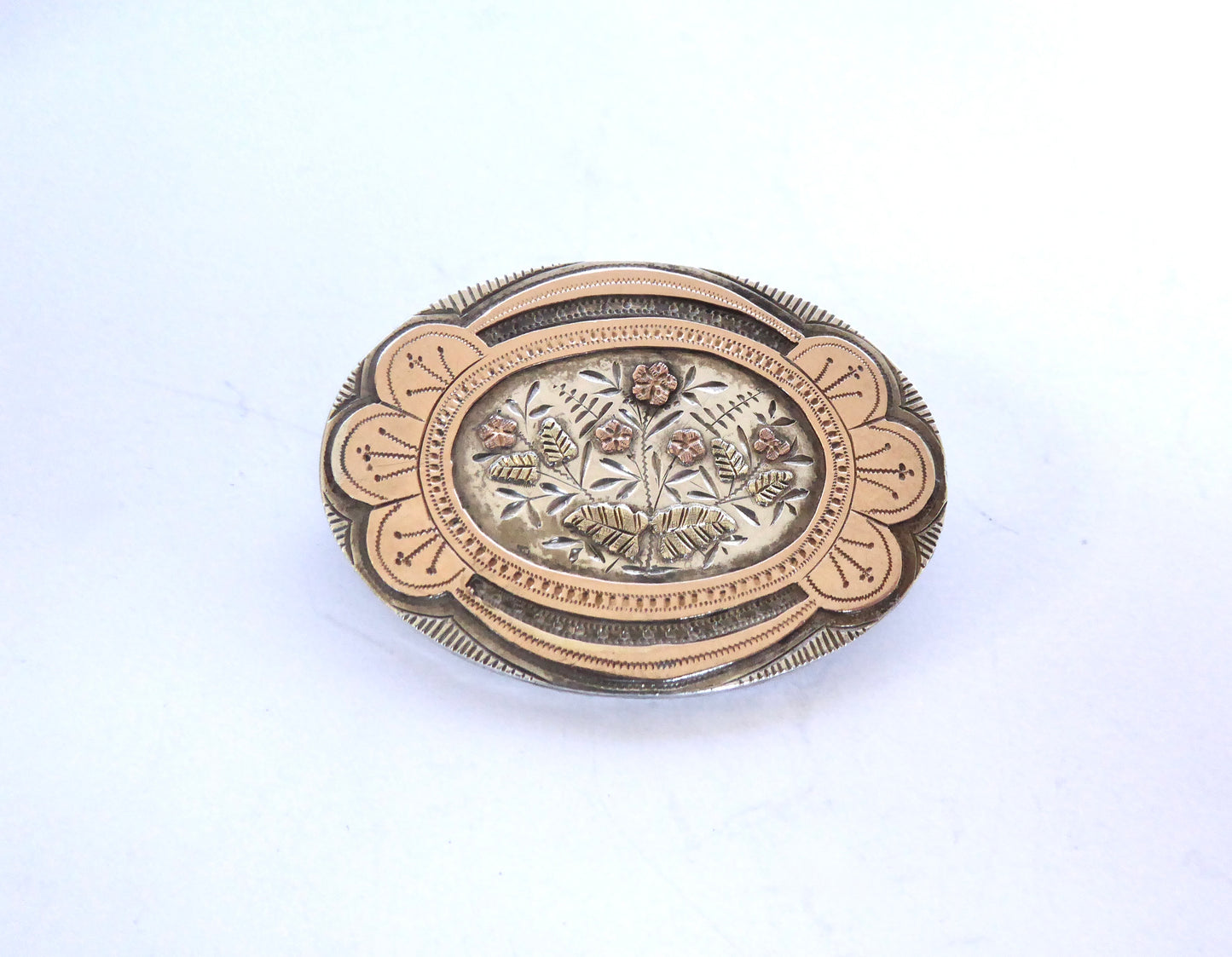 Victorian Gold on Silver Brooch