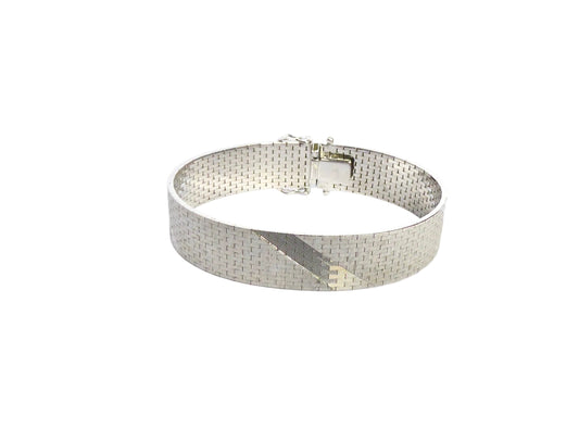 Silver Mesh Bracelet - Stripe Design