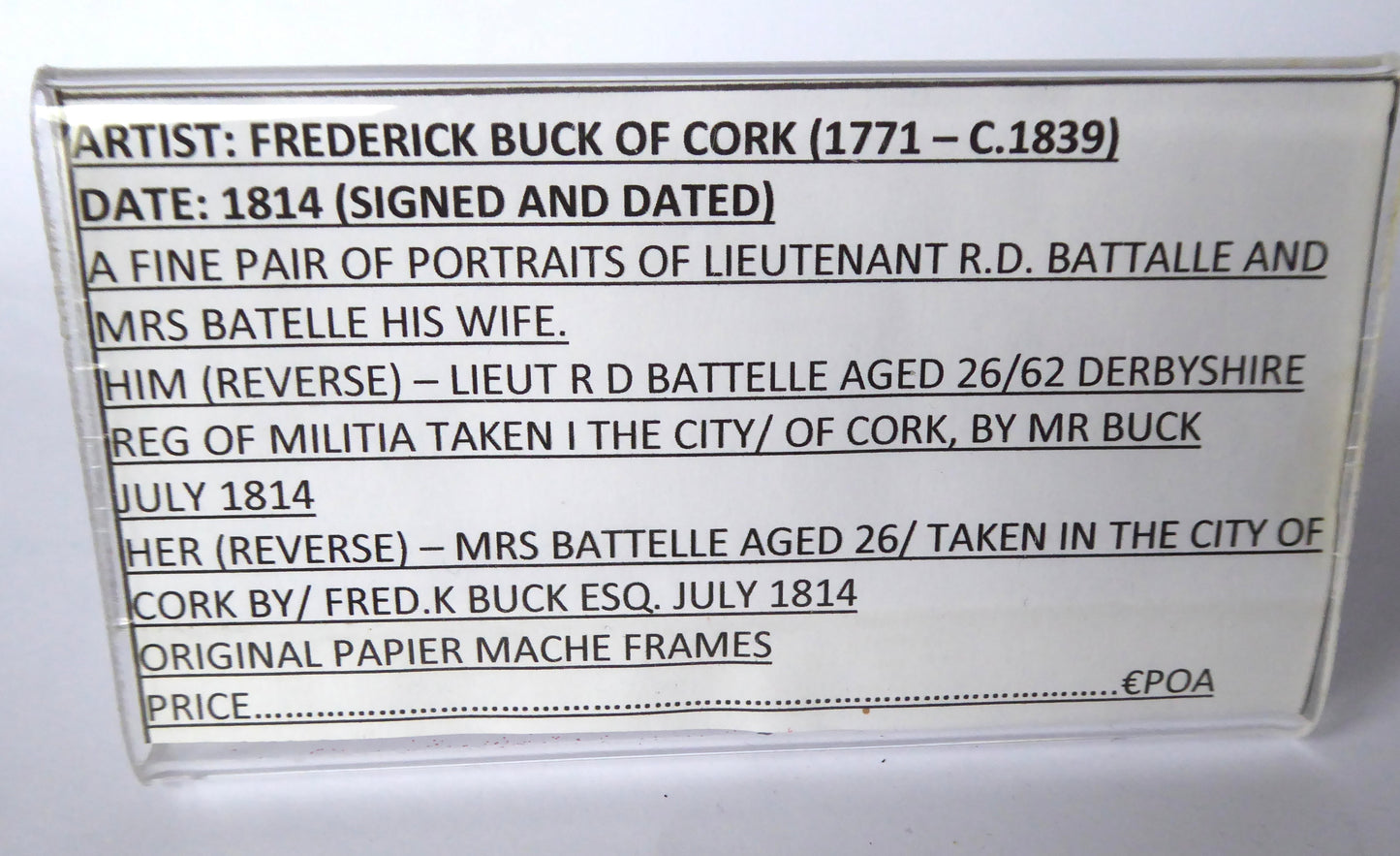 Pair of Portrait Miniatures 1814 - Buck of Cork