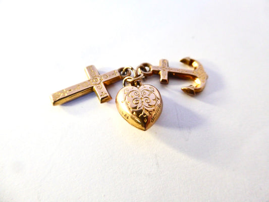 Faith, Hope , and Charity Gold Pendant