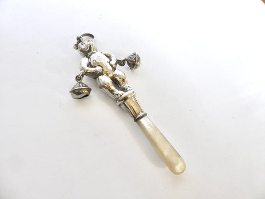 Silver Teddy Bear Rattle 1949