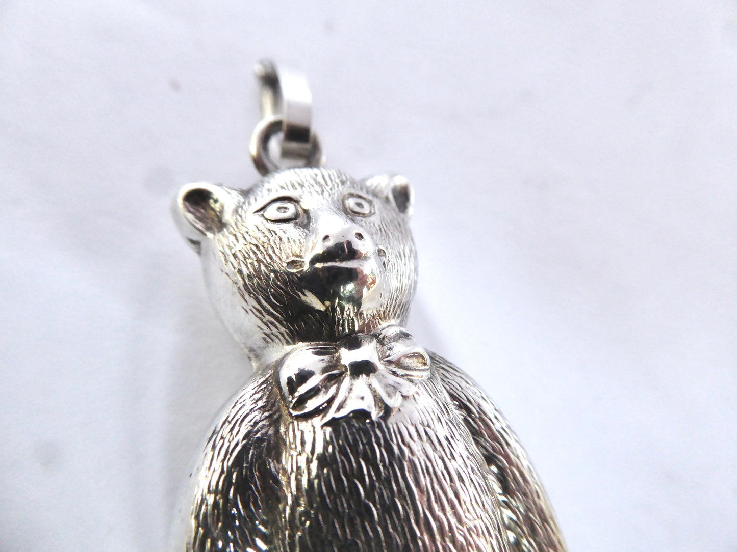 Silver Baby Rattle - Teddy Bear