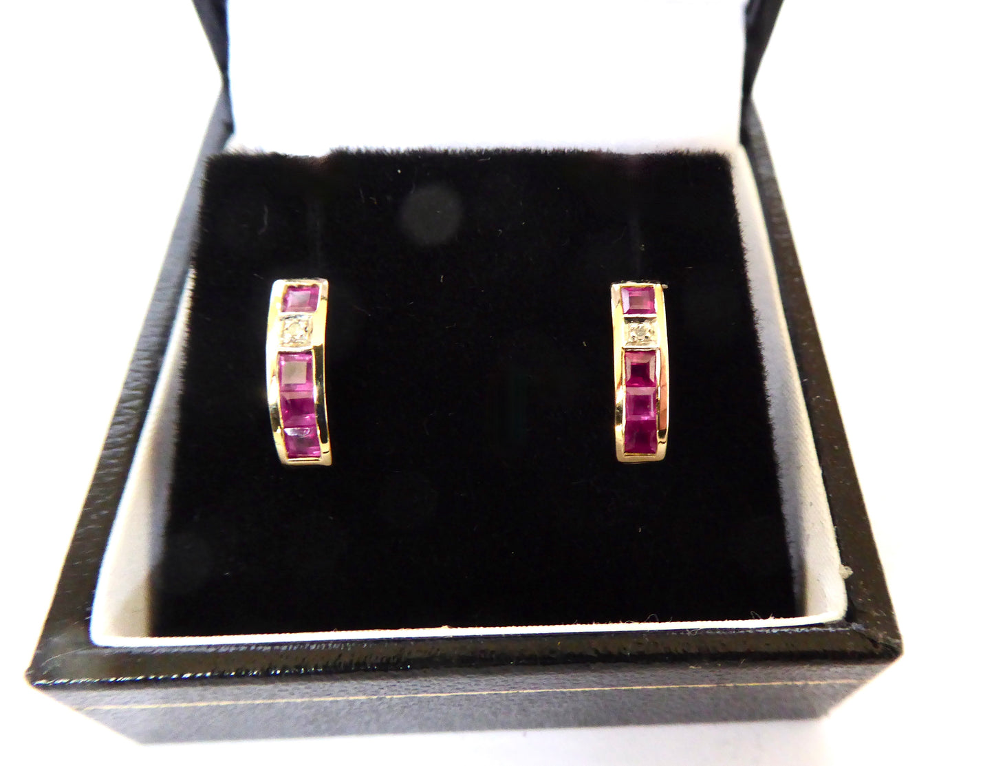 Ruby, Diamond Hoop Earrings