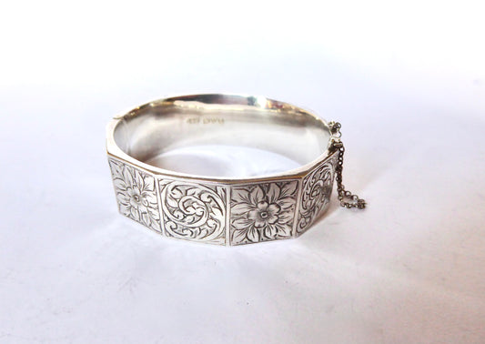 Engraved Silver Bangle 1941