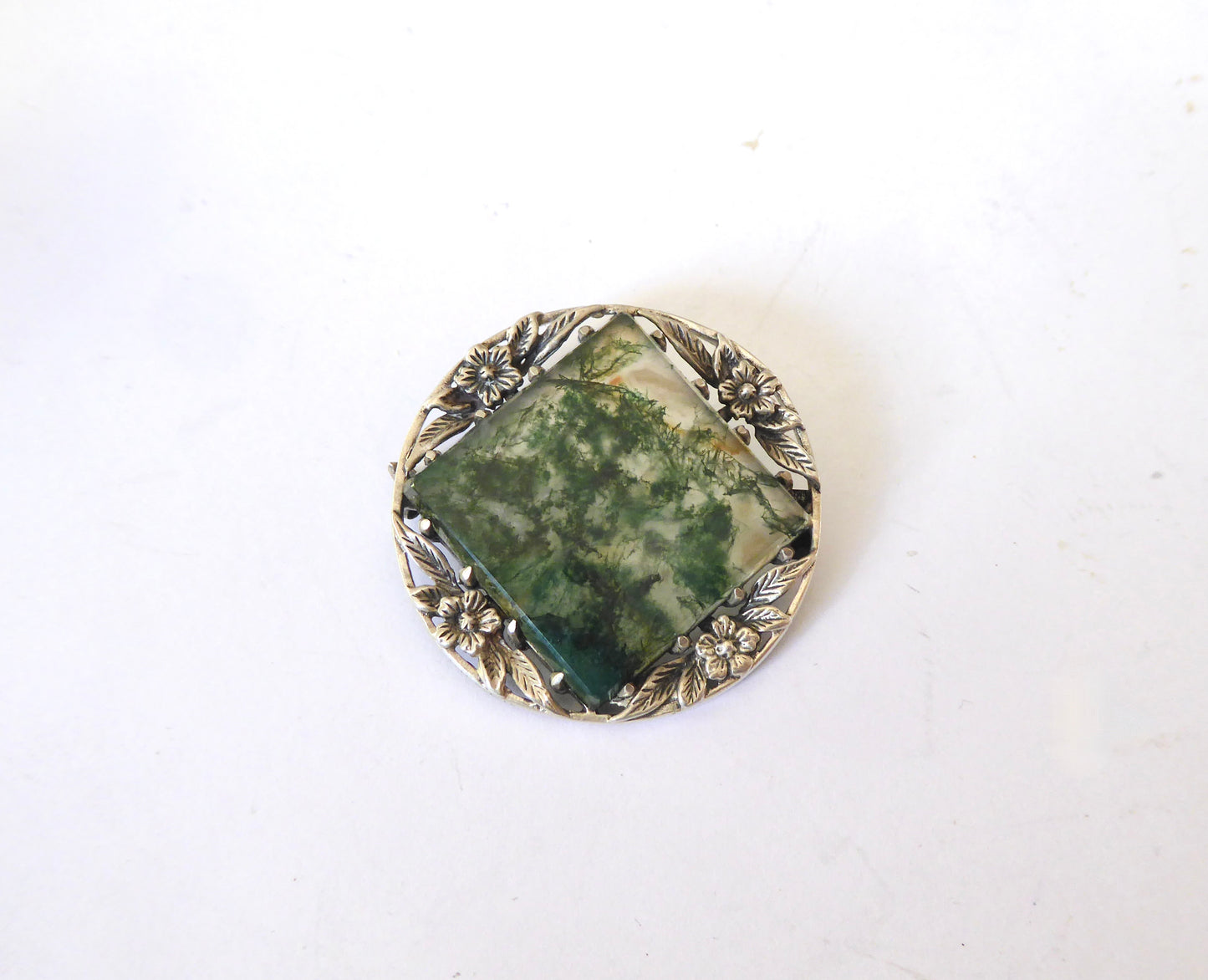 Moss Agate Brooch