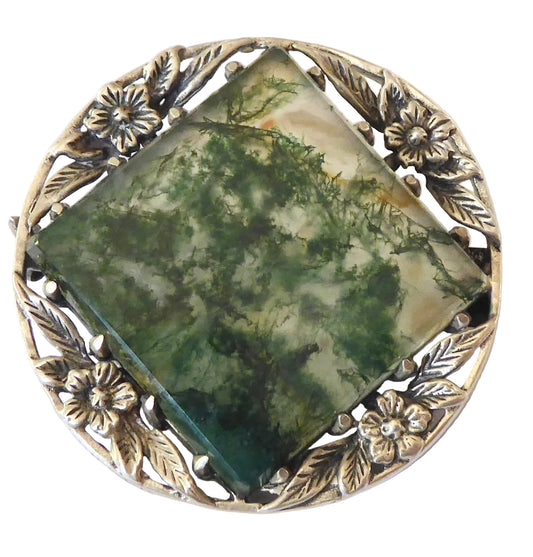 Moss Agate Brooch
