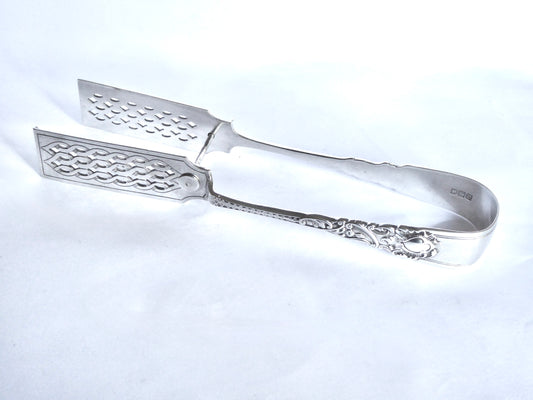 Victorian Silver Asparagus Tongs 1897