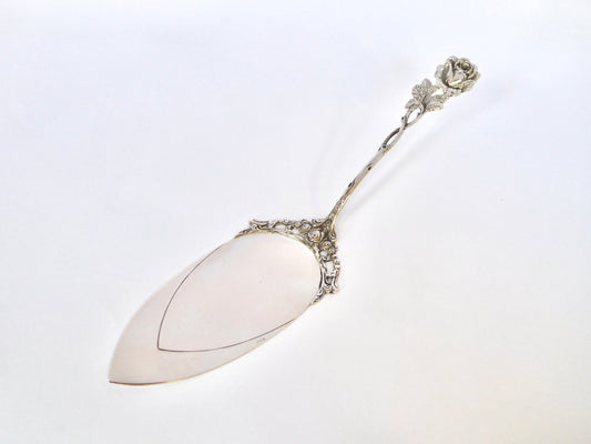 Silver Cake Server - Rose Design